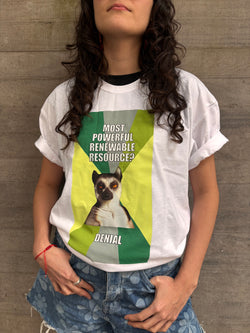 MINERVA CUEVAS -  PLAYERA -  MOST POWERFUL RENEWABLE RESOURCE? DENIAL (BLANCO)